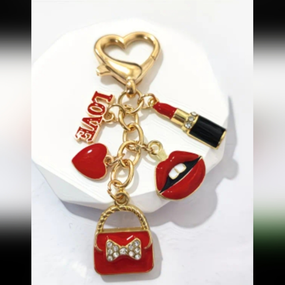 GOLD TONE PURSE CHARM WITH FIVE CHARMS BEAUTIFUL 3 IN Offers Welcome
